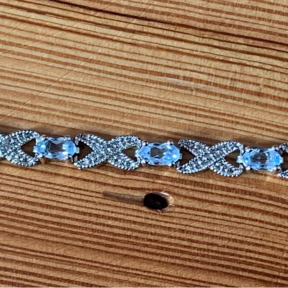💎 Silver Tennis Bracelet With Blue Gems 💎